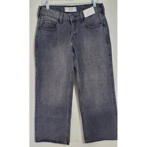 Hollister Jeans Womens 6 Short 28W Low-Rise Relaxed Baggy Jeans Faded Black NWT